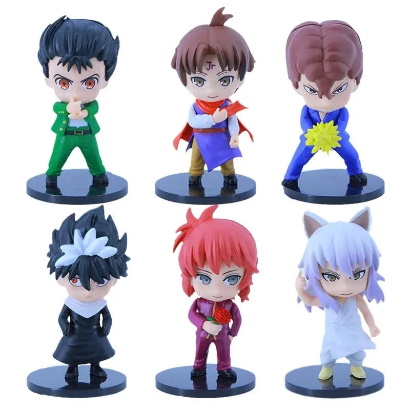 1Set Anime Figure YuYu Hakusho Yuusuke Urameshi Kurama Fleeting Shadow PVC Cute Q-version Model Children's Gift Toys 9-11CM