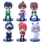 1Set Anime Figure YuYu Hakusho Yuusuke Urameshi Kurama Fleeting Shadow PVC Cute Q-version Model Children's Gift Toys 9-11CM