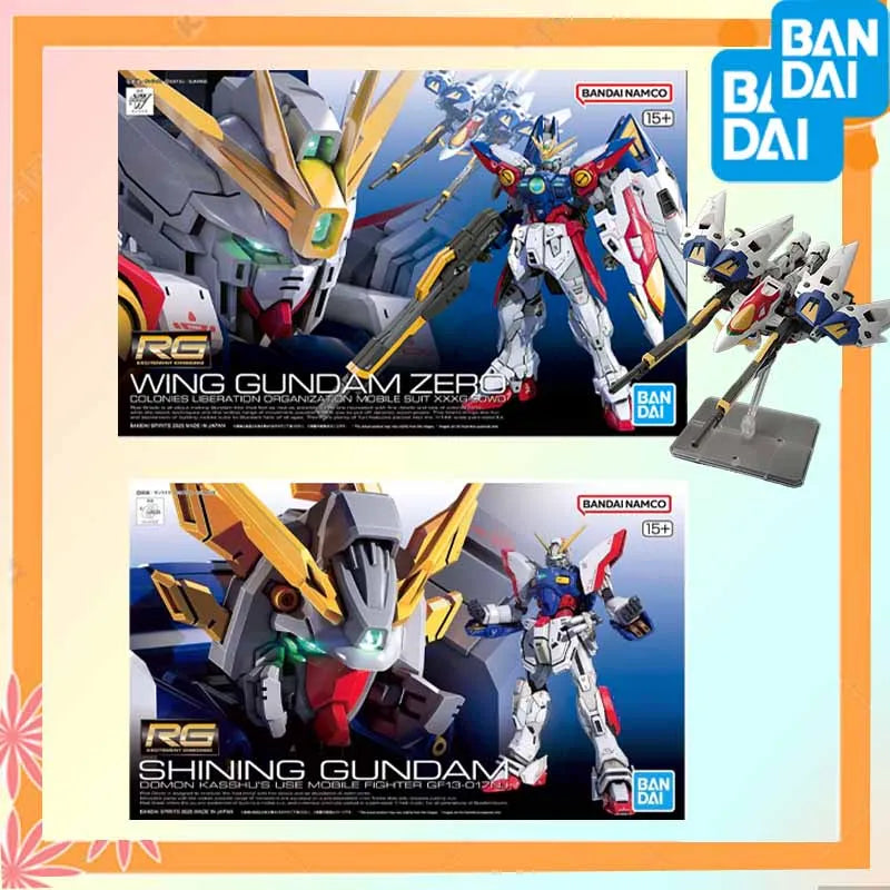 Bandai Original GUNDAM RG Series SHINING GUNDAM WING GUNDAM ZERO Anime Action Figure Assembly Model Toys Collectible Model