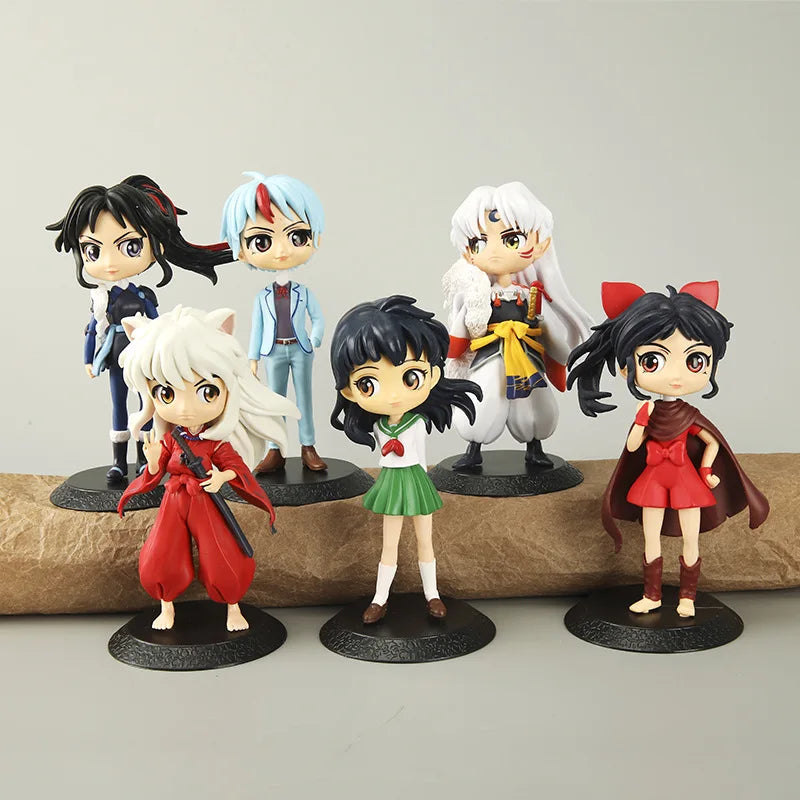 14cm Inuyasha Sesshomaru Kagome Zhuye Kawaii Anime Figure Gk Statue Model Toy Figures Ornaments Collect Office Decorations Gifts