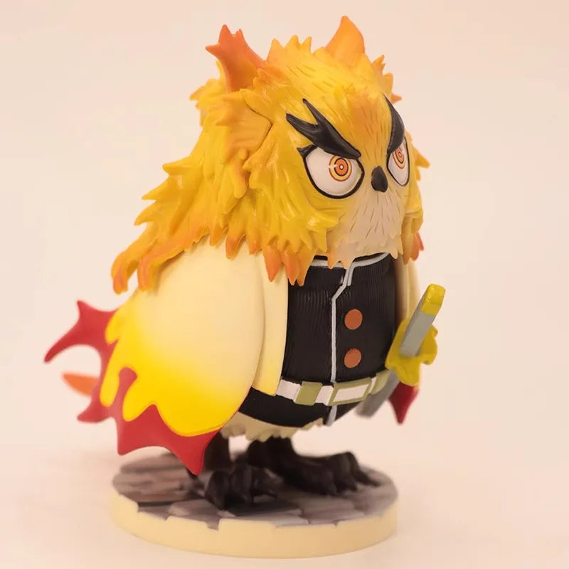 New Demon Slayer Anime Figures Kimetsu No Yaiba Gk Figure Owl Cos Rengoku Kyoujurou Model Collect Children'S Christmas Cute Gift