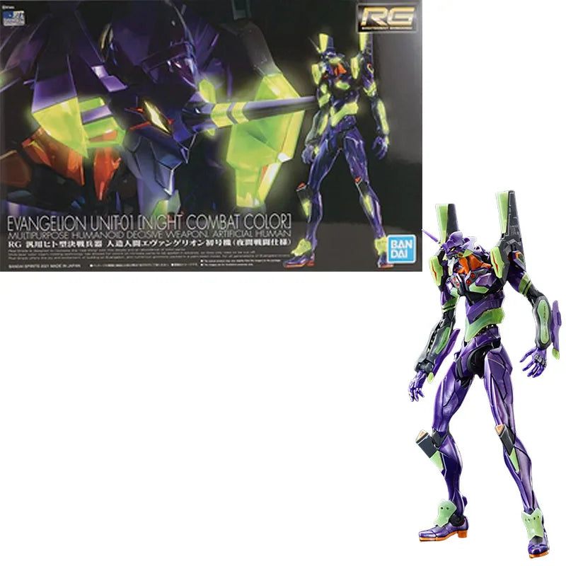 Bandai Genuine RG EVANGELION UNIT-00/01/02/03/04/06/08a WEAPO SET Anime Action Figure Collectible Assembly Model Toys Children
