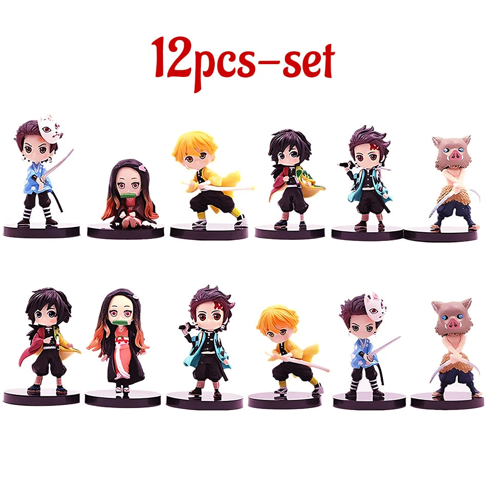 Q Posket Figure Wholesale Demon Slayer Mini Figurine 5Pcs 10Pcs 12Pcs 15Pcs Sets Kimetsu No Yaiba Small PVC Dolls Desktop Decora