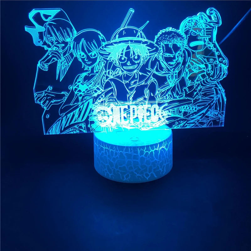 One Piece Zoro Luffy Nami Anime Night Lights Action Figure 3D LED Color Changing Toys Doll Usopp Sanji Chopper Hancock Xmas Gift