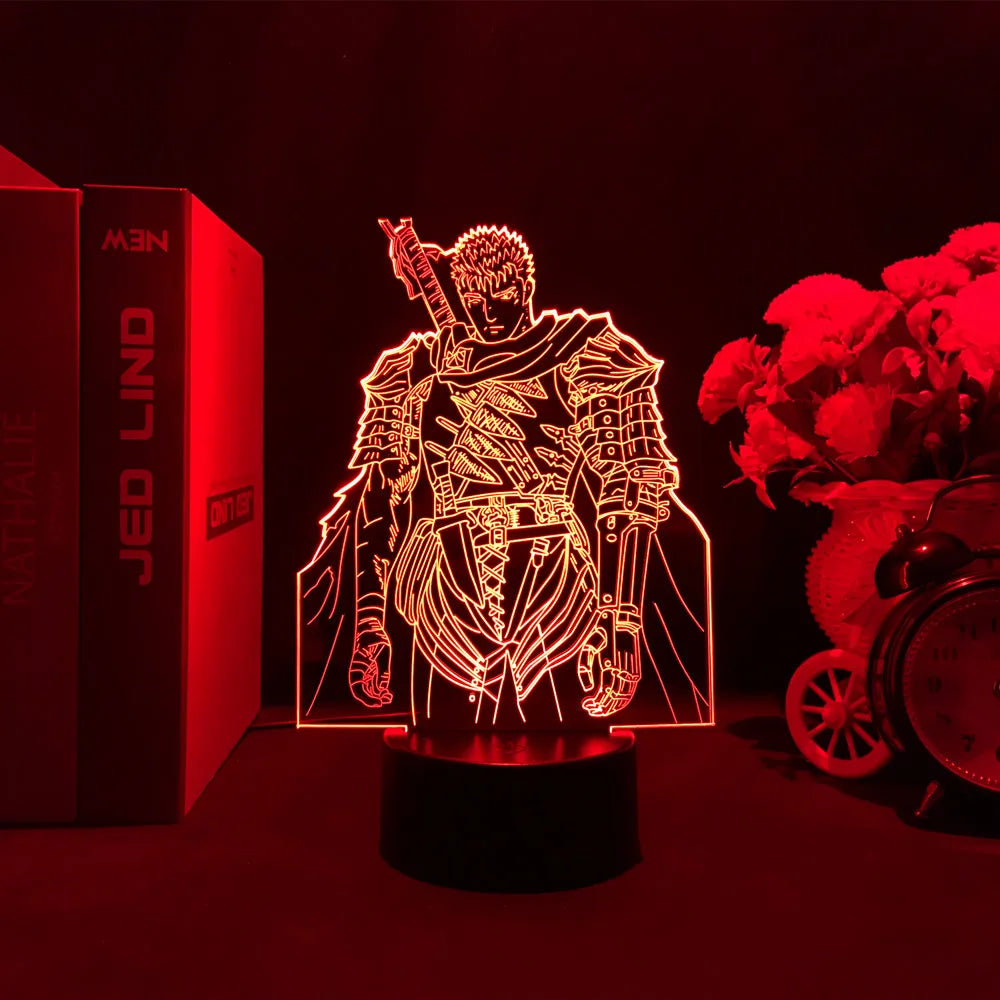 Anime Led Night Light Berserk Guts Acrylic Stand for Bedroom Decor Gift Colorful Action Figure Manga 3d Lamp
