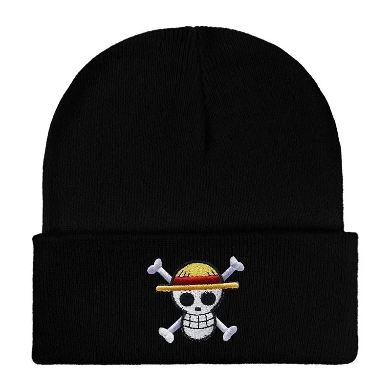 New ONE PIECE Beanies Women Autumn Winter Warm Hat Anime Luffy Cosplay Skull Embroidery Caps for Men Knitted Unisex Bonnet Gifts