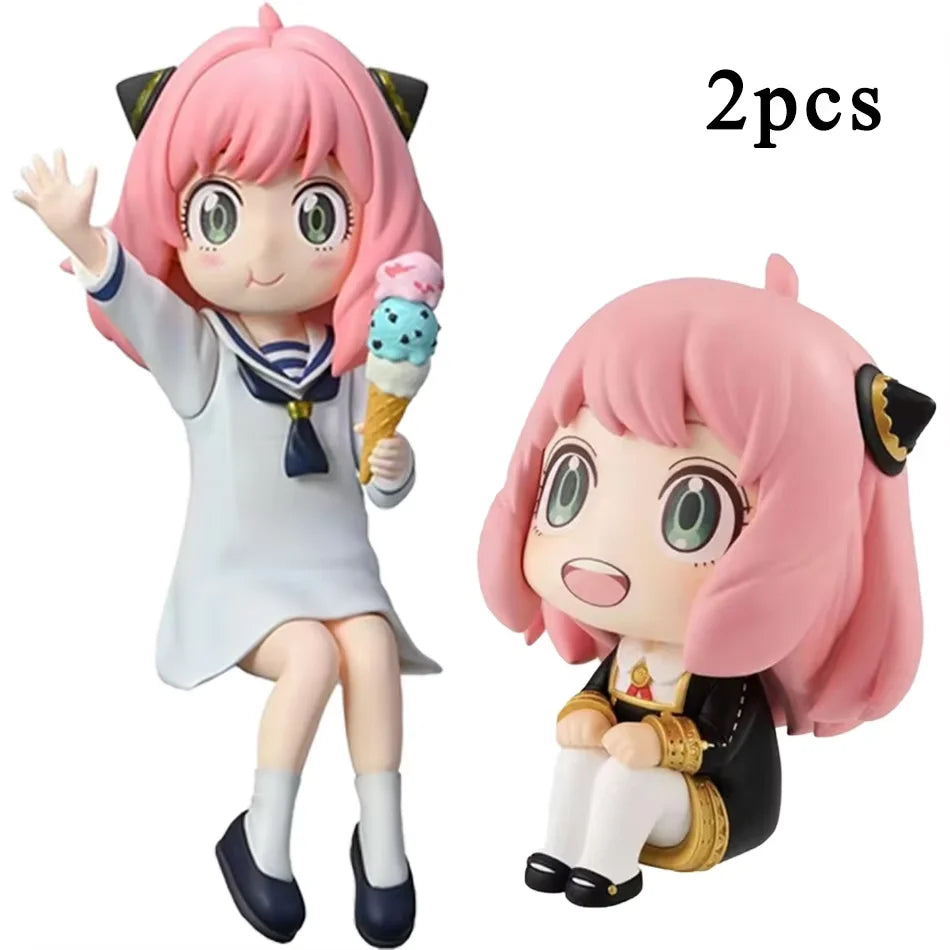 13cm Spy Family Anime Peripheral Statue Anya Cosplay Figure 2d Double-Ended Interchangea Model Desktop Decoration Gifts