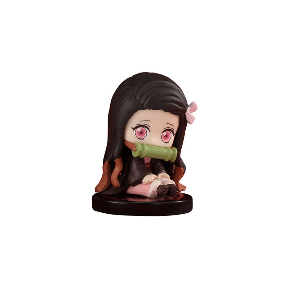 Q Posket Demon Slayer Figure Wholesale Mini Figurine 5cs 10Pcs 15Pcs Sets Kimetsu No Yaiba Small PVC Dolls Desktop Decoration