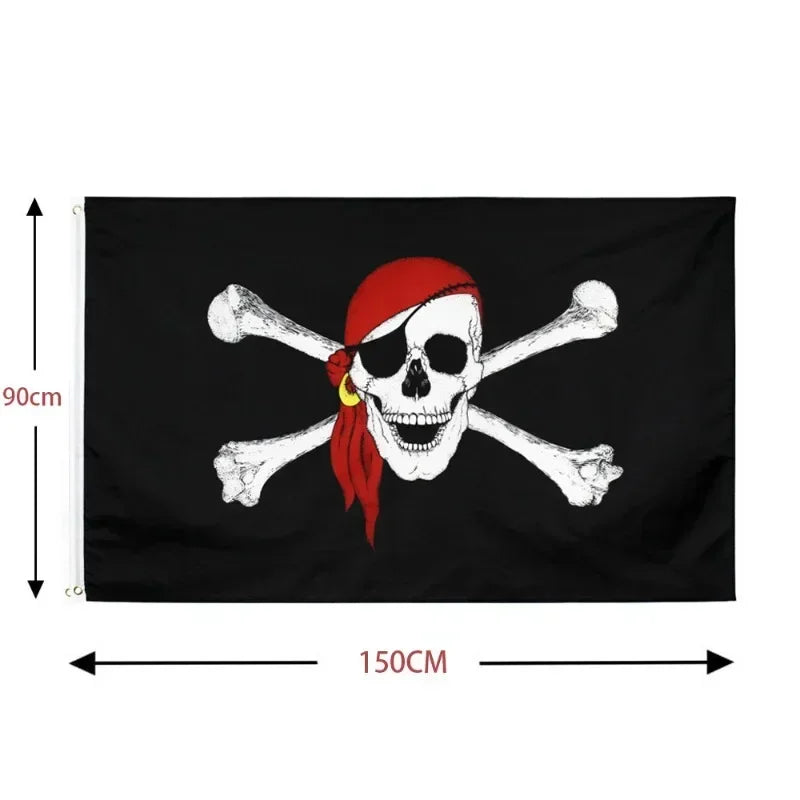 90x150cm One Piece Pirate Skull Flag Home Bedroom Wall Decor Banner Painting Luffy Straw Hat Pirates Flag Toys for Children Gift