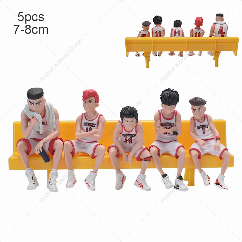 5pcs/lot Slam Dunk Kaede Rukawa Hanamichi Sakuragi Takenori Miyagi Ryota Action Figure Car Interior Decoration Model