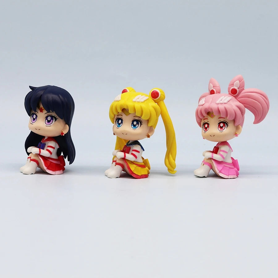 7cm Sailor Moon Anime Figure Tsukino Usagi/Chibiusa/Kino Makoto Action Figure Sailor Mars Jupiter Mercury Venus Figurine Kid Toy