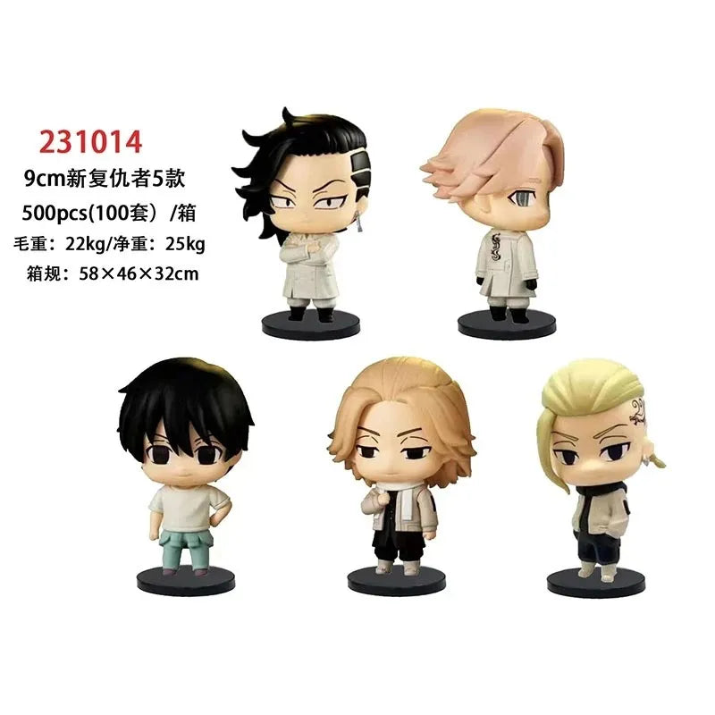 9CM 5/One Set Anime Tokyo Revengers Figure Draken Manjiro Sano Cute Q Edition Toys PVC Children's Birthday Gift Collection