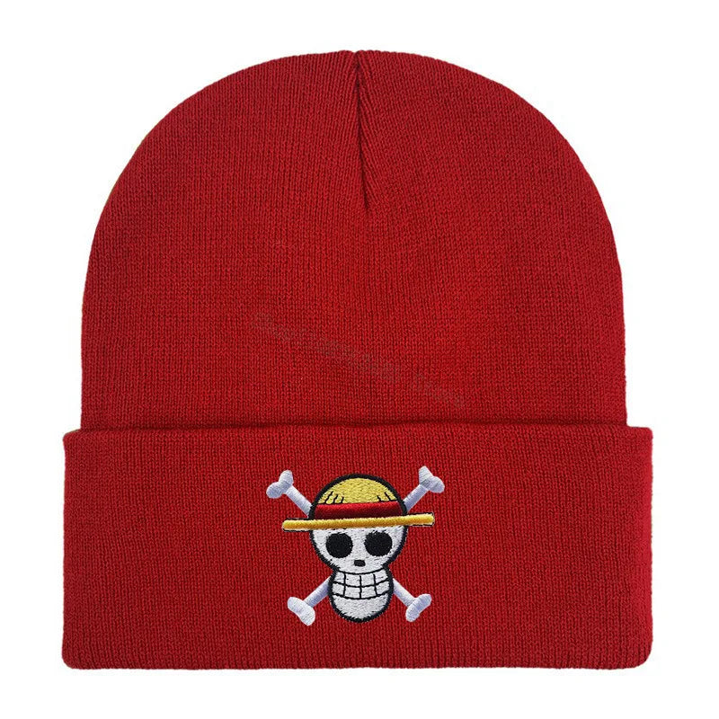 One Piece Knitted Hats Luffy Zoro Skull Embroidery Caps Fashion Men Women Winter Warm Beanie Cartoon Anime Bonnet Accessories