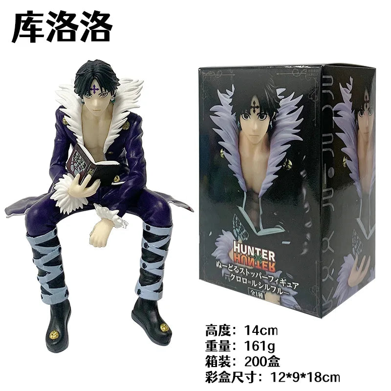 15CM Anime HUNTER×HUNTER Kurapika Black Suit Dress Up Model Toy Gift Collection Instant Noodle Press Sitting Aciton Figure