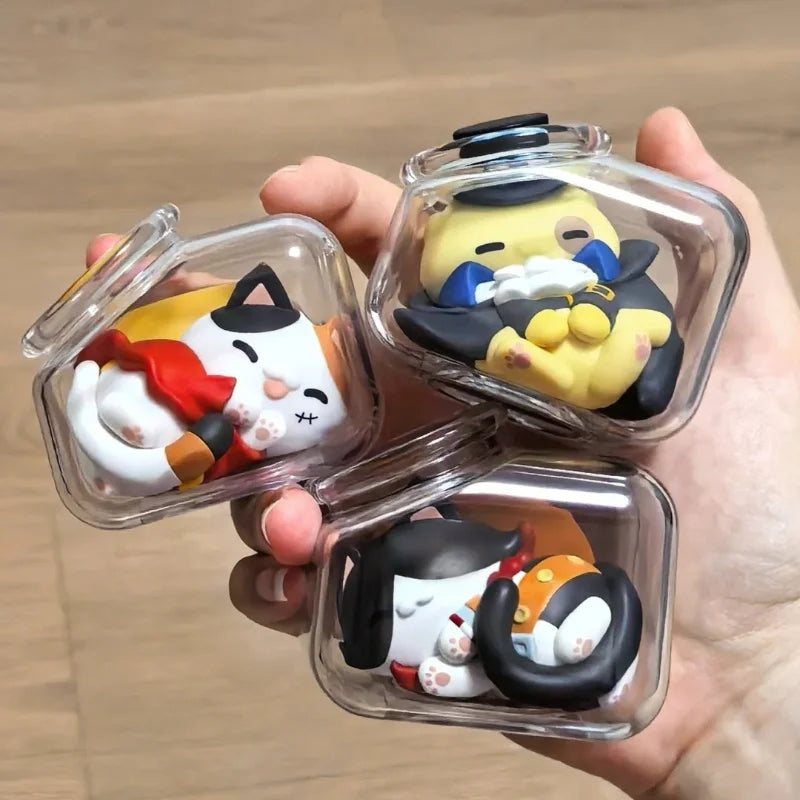 N Stock 100% Genuine Mh OnePiece Anime Figurine Pirate King Straw Hat Luffy Bottle Cat Goodnight Series Blind Box Cute Gift