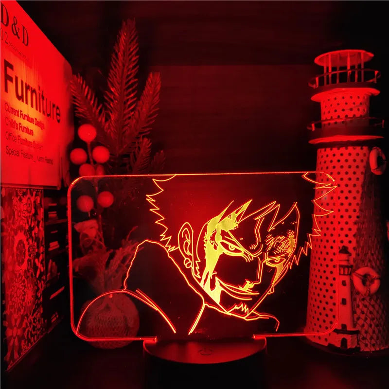 One Piece Zoro Luffy Nami Anime Night Lights Action Figure 3D LED Color Changing Toys Doll Usopp Sanji Chopper Hancock Xmas Gift