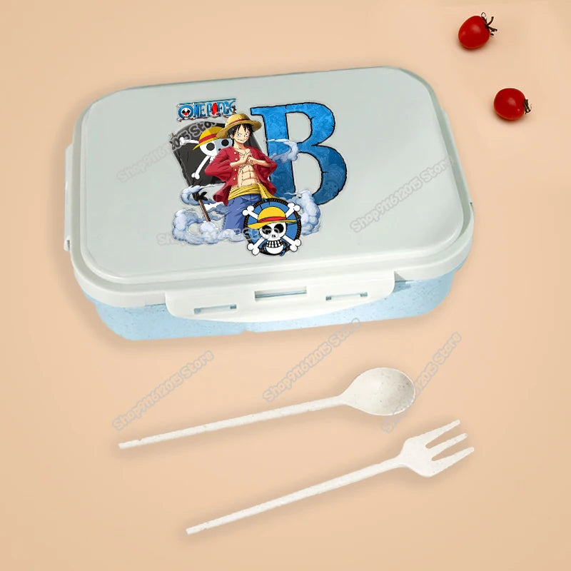 One Piece Luffy Letter Lunch Box Portable Kids Separated Bento Box Anime Cartoon Leakproof Food Container Microwave Dinnerware