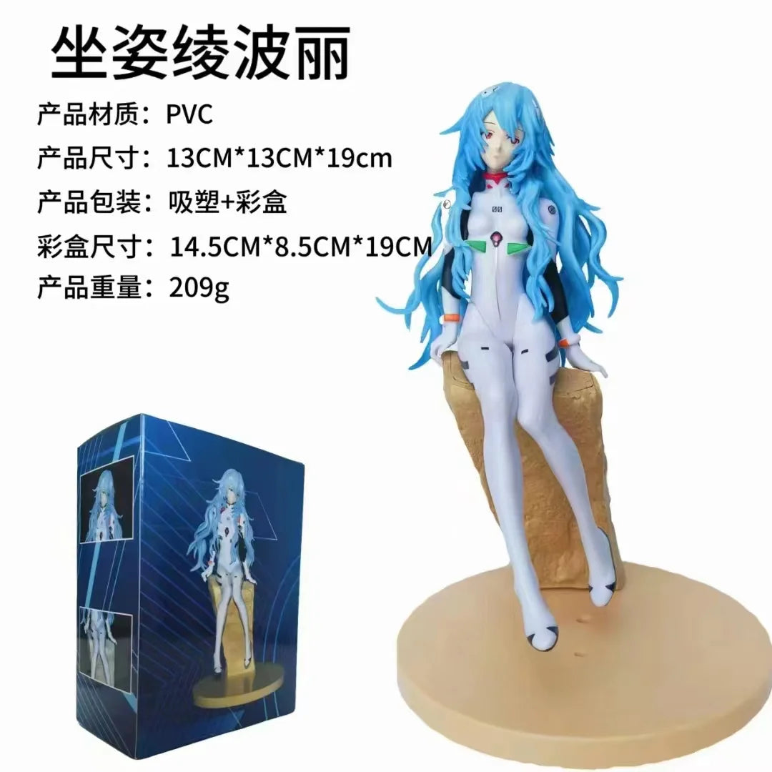 19cm Anime Shin Evangelion Gekijouban Eva Figure Long Hair Ayanami Rei Action Figure PVC Model Doll Classic Ornaments Toys Gifts