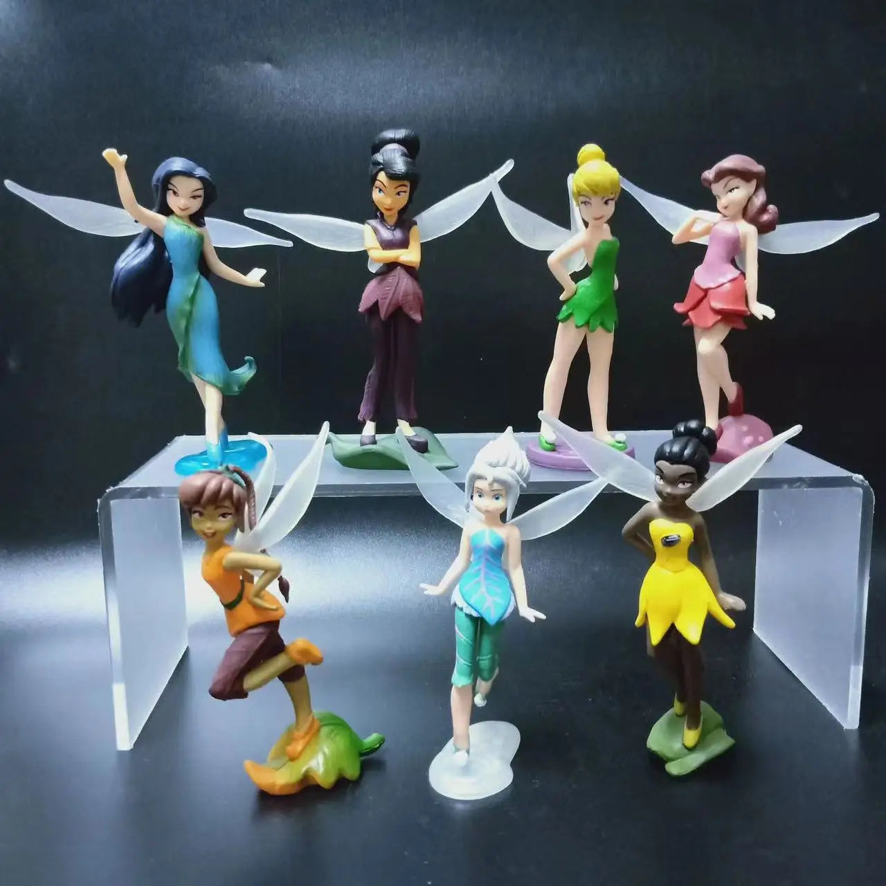 7pcs/Set Princess Tinkerbells Mini Fairy Figure Toys Children Animation Cartoon Toys Girls Dolls Baby Toy Decorations Figure
