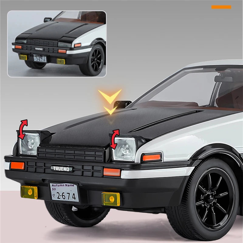 1:18 Movie Car INITIAL D AE86 Alloy Sports Car Model Diecasts Metal Classic Racing Car Vehicles Model Sound Light Kids Toys Gift
