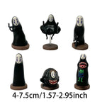 6PCS Spirited Away Anime Figure Q Version Kawaii No Face Man Action Figure Room Decorations PVC Adult Collection Model Doll Toys