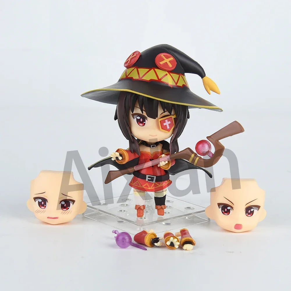 10cm Konosuba Figure #725 Megumin #630 Aqua Akua Action Figures Q Version Anime Kawaii PVC Decorate Ornaments Toy Gifts