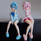 14CM Anime Re:Life In A Different World From Zero Figure Ram And Rem Pajamas Instant Noodles Press Sitting Position Anime Model
