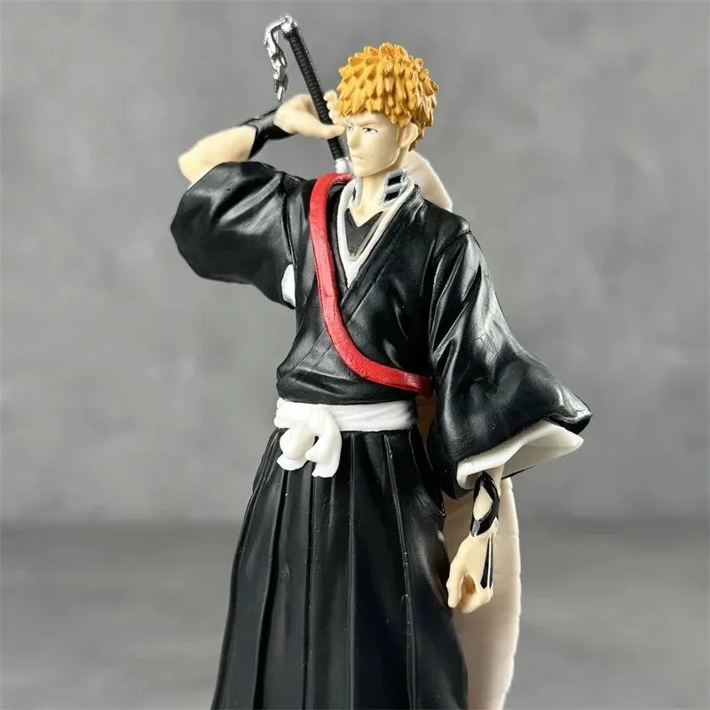 19cm Anime BLEACH Figure Kurosaki Ichigo Draw Sword Zangetsu PVC Action Figures Knife Collection Model Toys For Boy Gifts