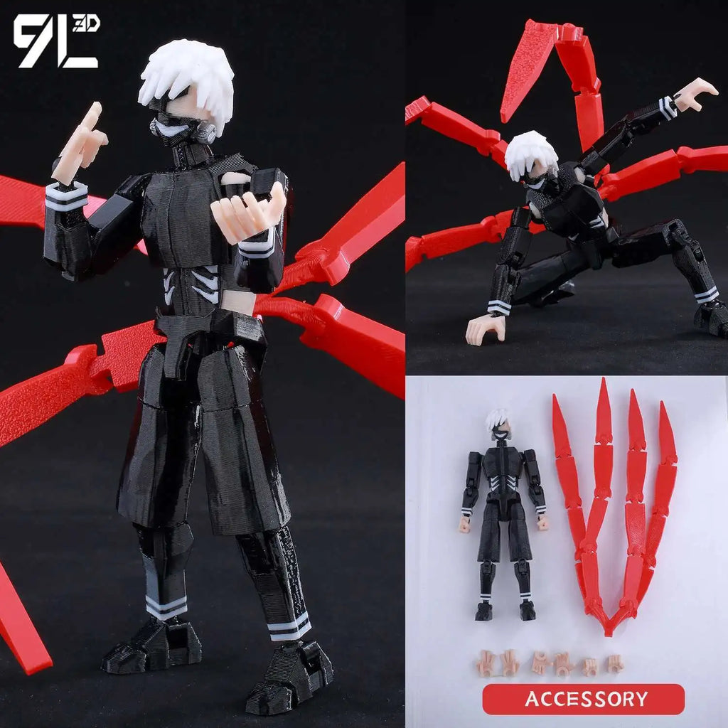 9L 3D Articulated Action Figure - Kaneki Ken From Tokyo Ghoul Lucky Dummy 13 Collectible One-Eyed Ghoul Ver Desktop Display Toys
