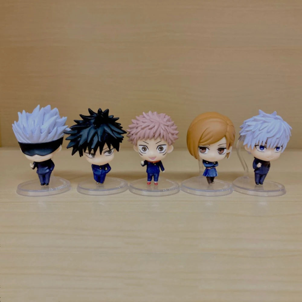 5pcs/set Anime Jujutsu Kaisen Figures Q Version Gojo Satoru Itadori Yuji Kugisaki Pvc Action Figure Collection Model Gifts