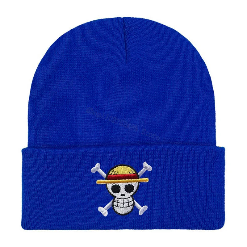 One Piece Knitted Hats Luffy Zoro Skull Embroidery Caps Fashion Men Women Winter Warm Beanie Cartoon Anime Bonnet Accessories
