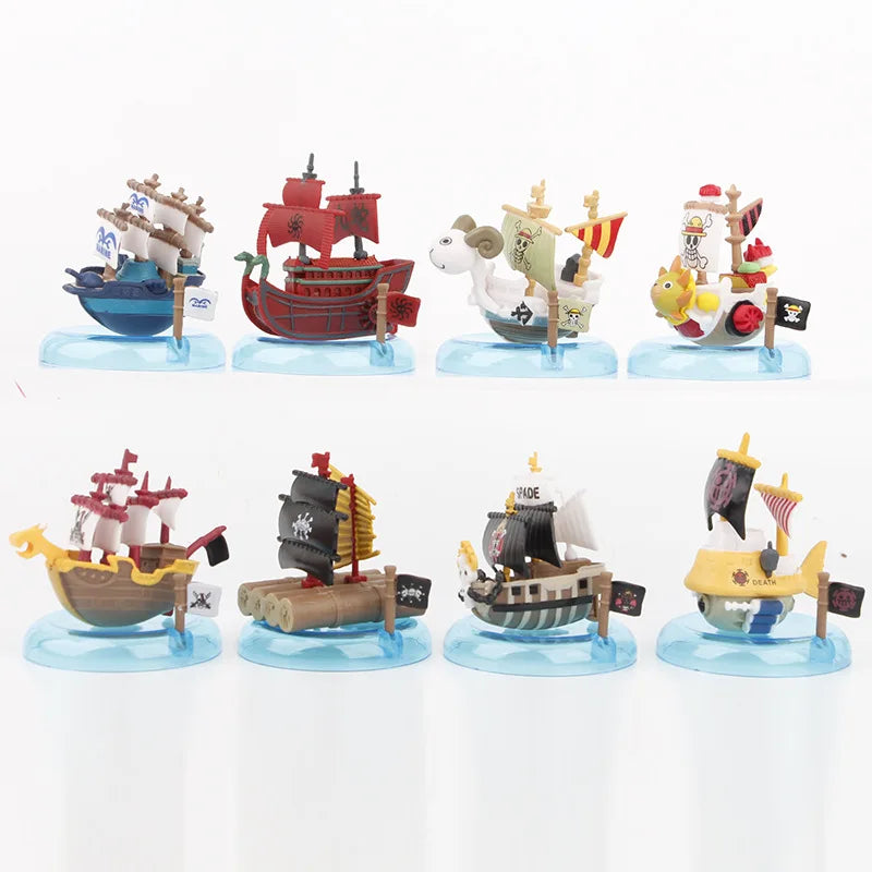 8cm 8pcs/set Anime One Piece Figure Luffy Zoro Sanji Mini Pirate Ship Action Figure PVC Model Doll Collection Toy Gift Kids