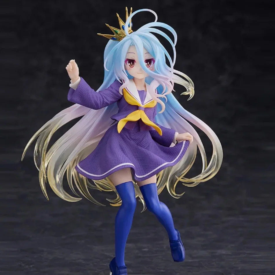 No Game No Life Shiro Anime Figure 18cm PVC Action Figure Collectible Toy Gift with Cat Ear School Uniform