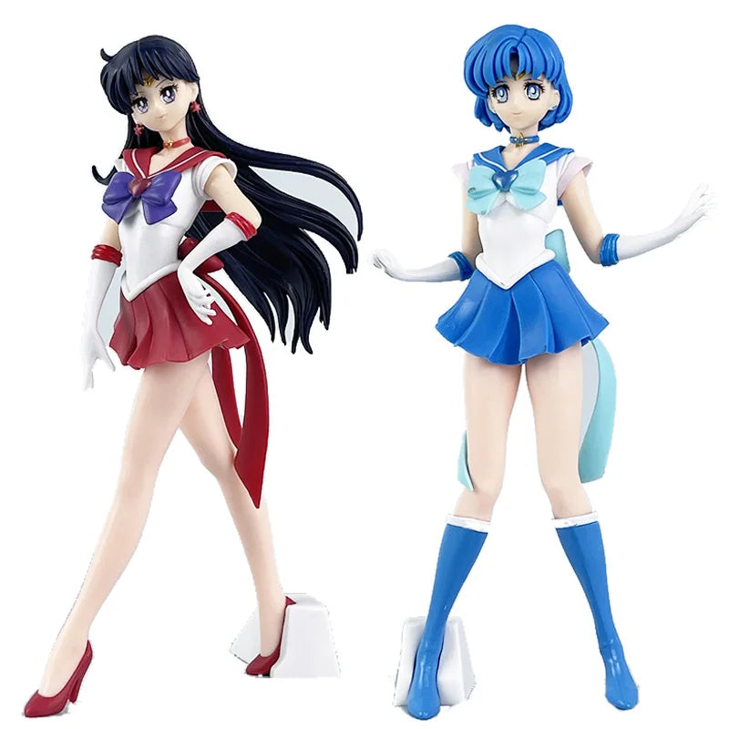 Sailor Moon Anime Figure Hino Rei Mizuno Ami Sailor Mars Mercury Decor Ornaments Pvc Action Figurine Collectible Model Toy Gift