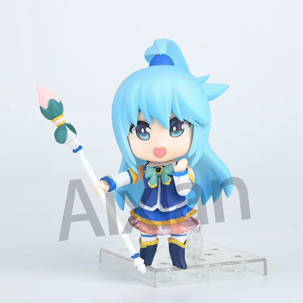 10cm Konosuba Figure #725 Megumin #630 Aqua Akua Action Figures Q Version Anime Kawaii PVC Decorate Ornaments Toy Gifts