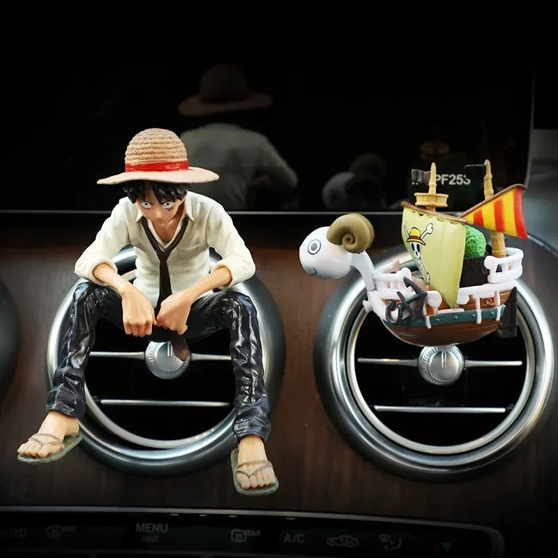 New Anime Cute One Piece Car Air Outlet Fragrance Decoration Luffy Zoro Action Figure Figurine Ornament Auto Interior Accessorie