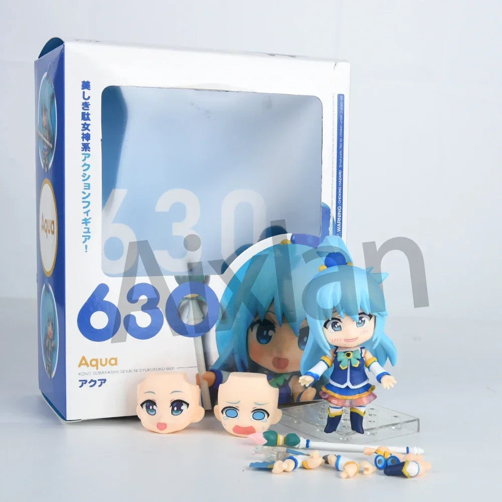 10cm Konosuba Figure #725 Megumin #630 Aqua Akua Action Figures Q Version Anime Kawaii PVC Decorate Ornaments Toy Gifts