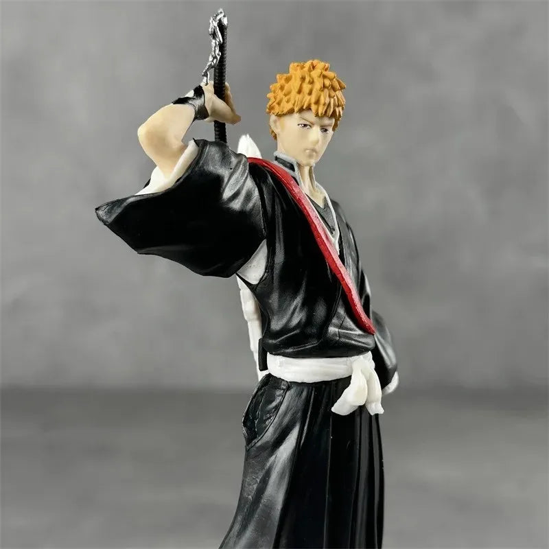 19cm Anime BLEACH Figure Kurosaki Ichigo Draw Sword Zangetsu PVC Action Figures Knife Collection Model Toys For Boy Gifts