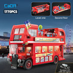 1770 Pcs Cada London Double Deck Bus Building Blocks Red Balloon Light Party City School Technical Car Bricks Toys for Kids Gift
