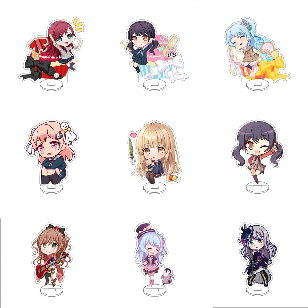 10CM Anime BanG Dream! Nendoroid Figure Stand Model Tsukushi Futaba/Nanami Hiromachi/Mashiro Kurata Cute Desk Decor Standing Sign Gifts