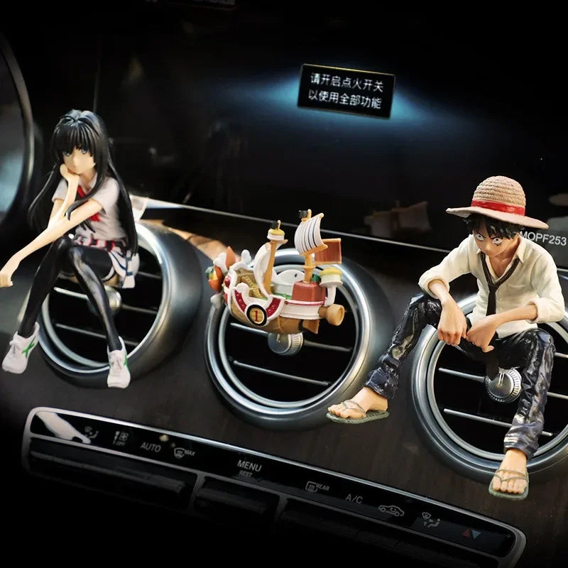 New Anime Cute One Piece Car Air Outlet Fragrance Decoration Luffy Zoro Action Figure Figurine Ornament Auto Interior Accessorie
