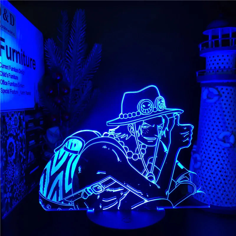 One Piece Zoro Luffy Nami Anime Night Lights Action Figure 3D LED Color Changing Toys Doll Usopp Sanji Chopper Hancock Xmas Gift
