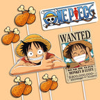 7pcs ONE PIECE Luffy Cake Topper Anime Boy Girl Birthday Cake Decorating Cake Flag Party Supplies for Kids Birthday Baby Shower