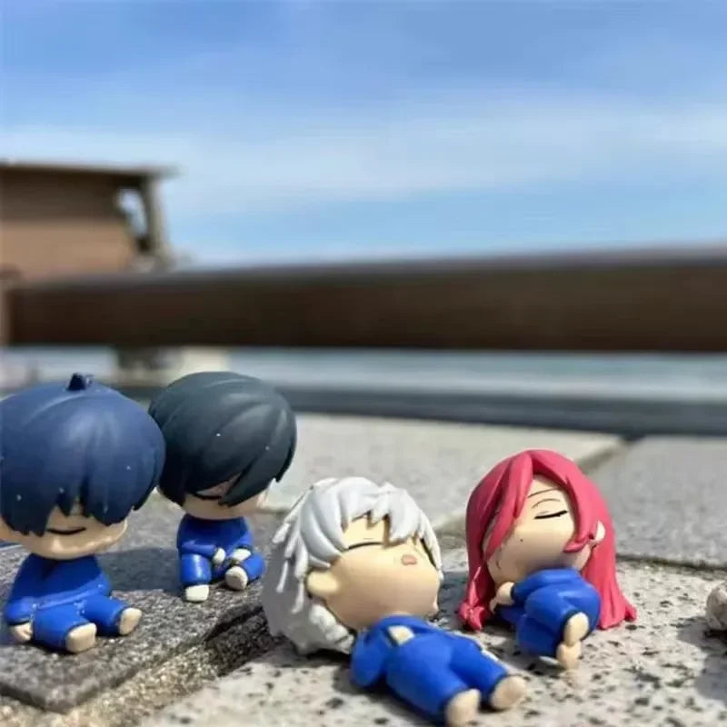 5pcs Q Chigiri Hyoma Figure Blue Lock Sleeping Figures Isagi Yoichi Dolls Nagi Seishiro Rin Itoshi Figurine PVC Collection Toy