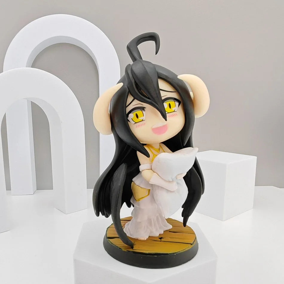 12cm Anime Overlord Pillow Albedo Q Version Figurine Model Doll Pvc Collection Desktop Decoration Fashion Birthday Toy Gift