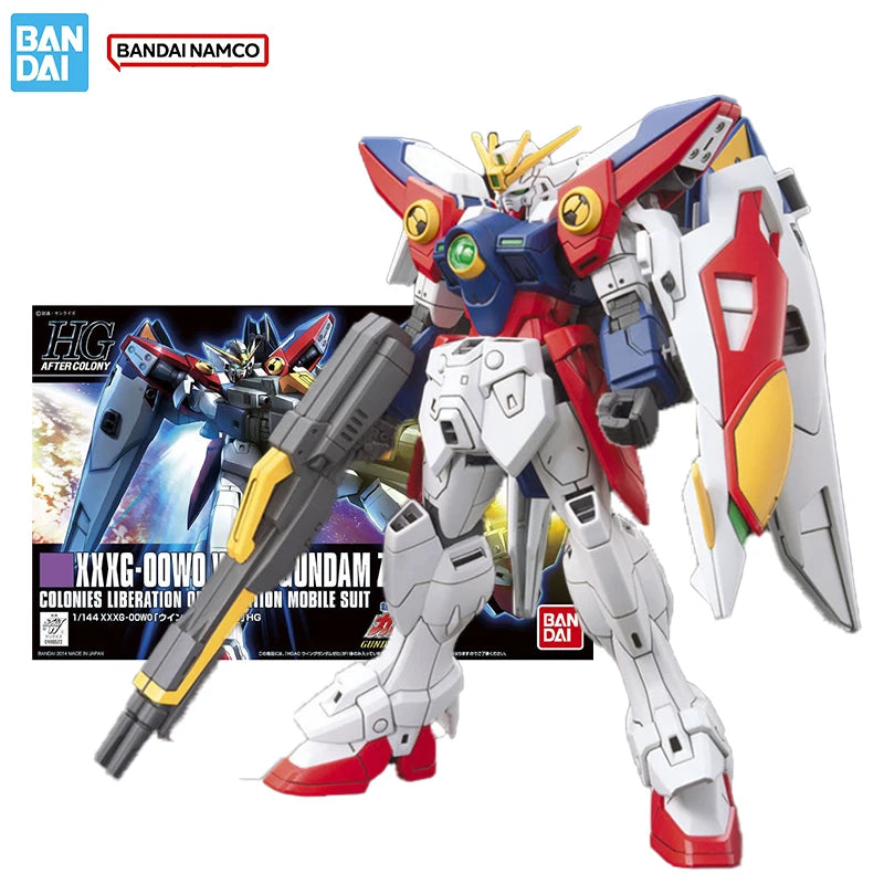 Bandai Original Genuine Figure Gundam Model Kit HGUC 1/144 XXXG-00W0 Wing Gundam Zero Collection Action Figure Model Toys Gifts