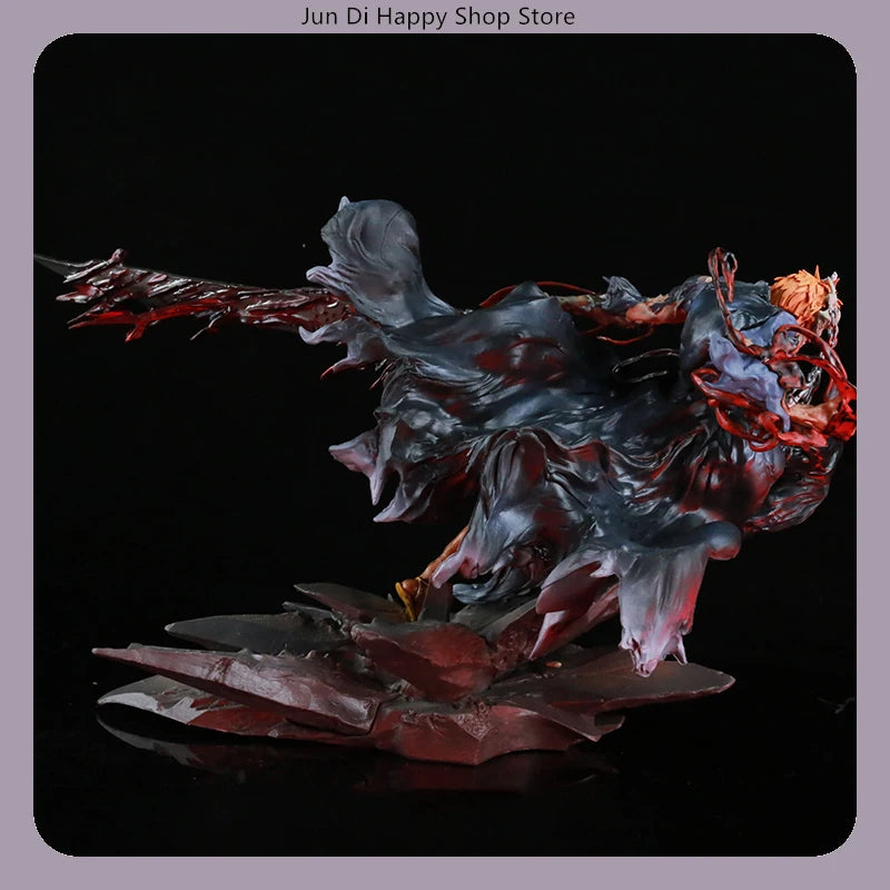 22cm Bleach Ichigo Kurosaki Hollow Mask Attacking Pose Anime Figure Model Statue Desktop Decoration