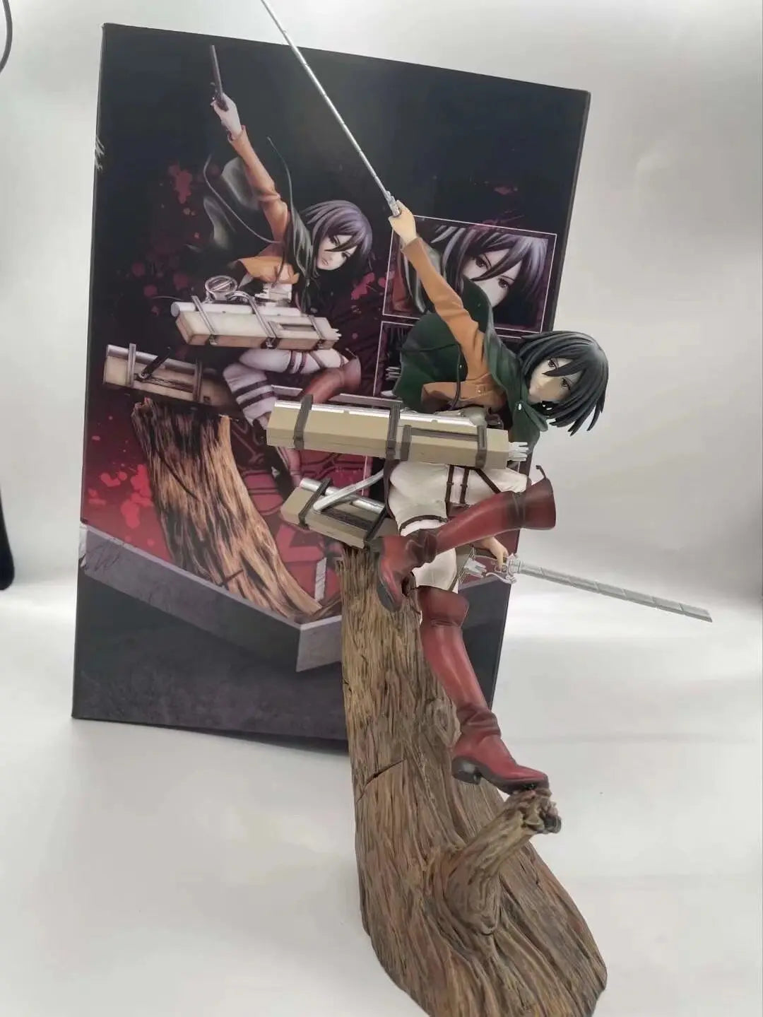 29cm Attack On Titan Mikasa Ackerman Attack Anime Girl Figure Model Statue Boys Collection Desktop Decoration Ornament Toys Gift