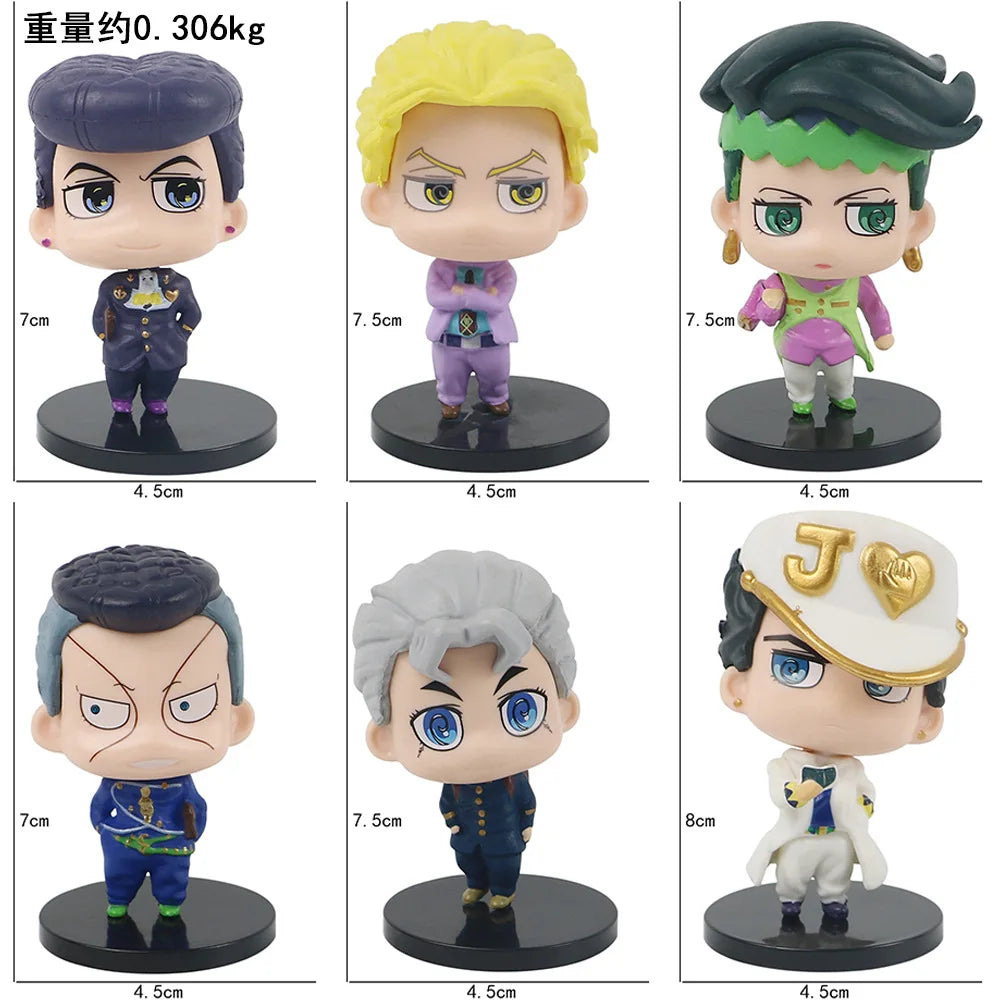 7-8CM 5Pcs/Set Anime JoJo Bizarre Adventure Q Version Action Figures PVC Model Toys Dolls Ornaments Collectible Gift