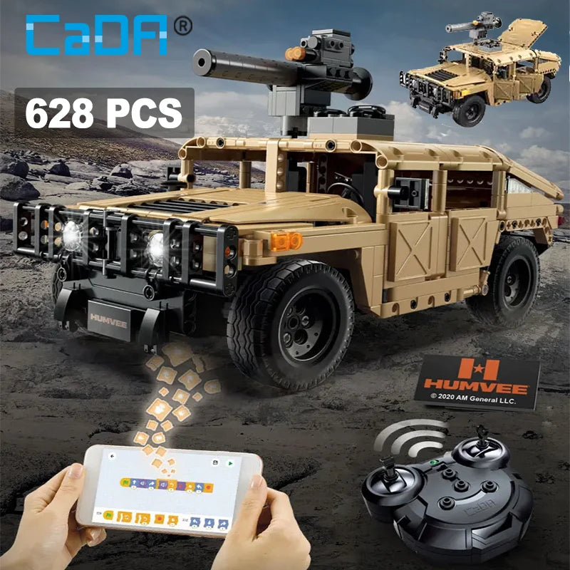 Cada technical LED SUV Armored Buggy Trucks Pickup Bricks City Off-road Remote Control Car Building Blocks Toy for Boys Gifts